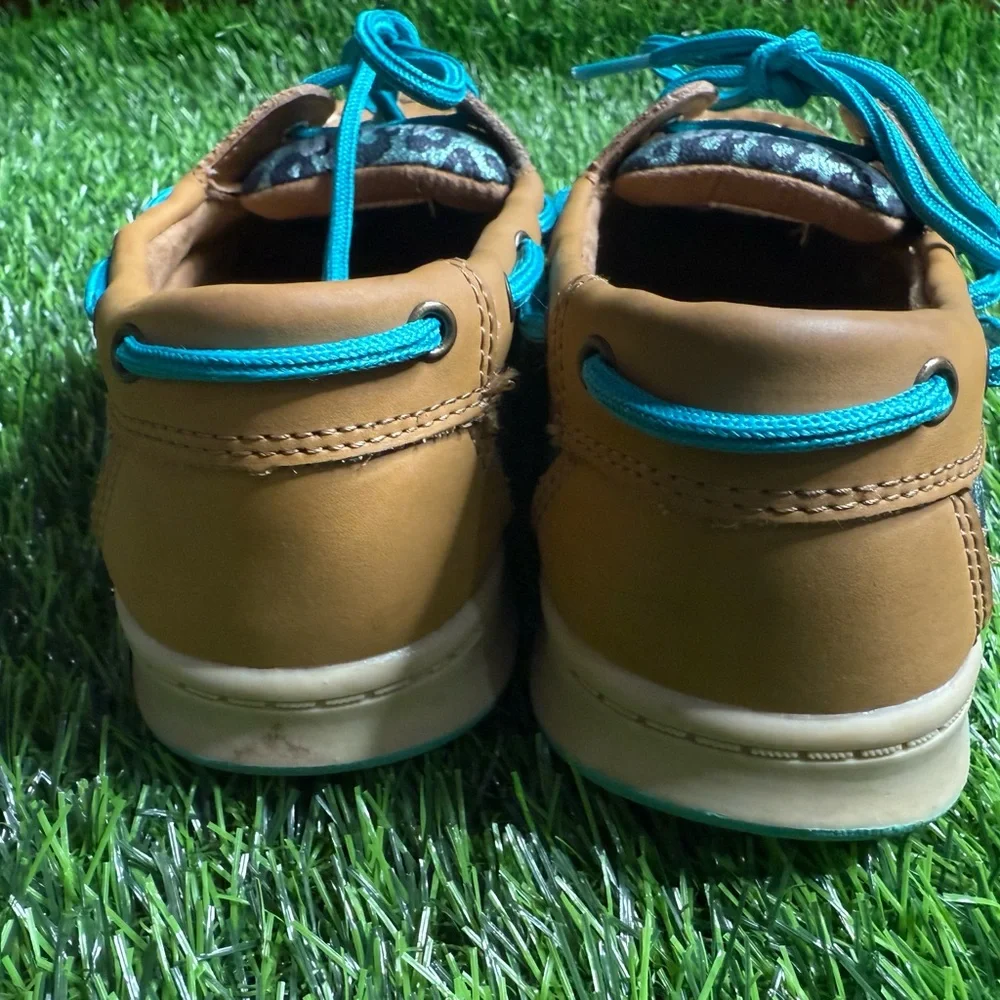 Austin Trading Co Kids Tan and Blue Boat Shoes